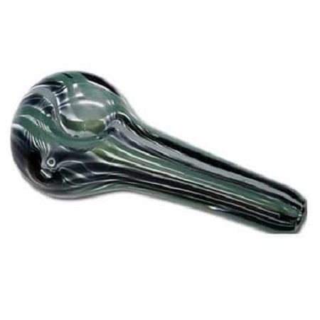 Glass Hand Pipe Black with Stripes