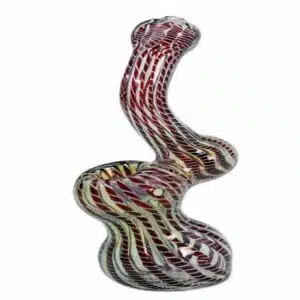 Glass Bubbler with Stripes Red and Yellow
