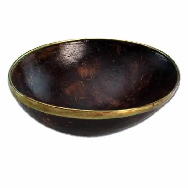 Coconut Bowl with Brass Rim