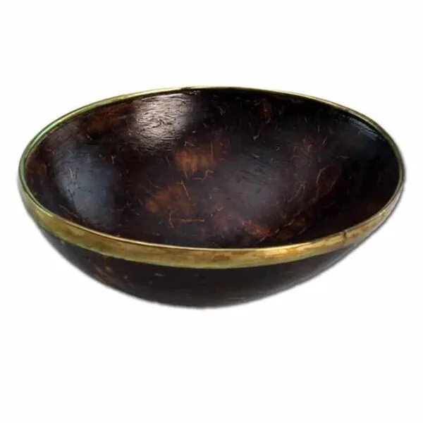 Coconut Bowl with Brass Rim
